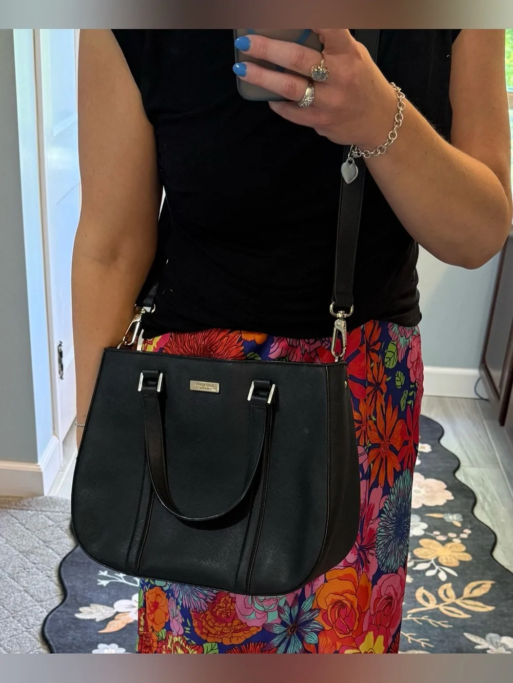 kate spade Newberry Black Saffiano Leather Shoulder Bag with Crossbody Strap - Picture 11 of 11